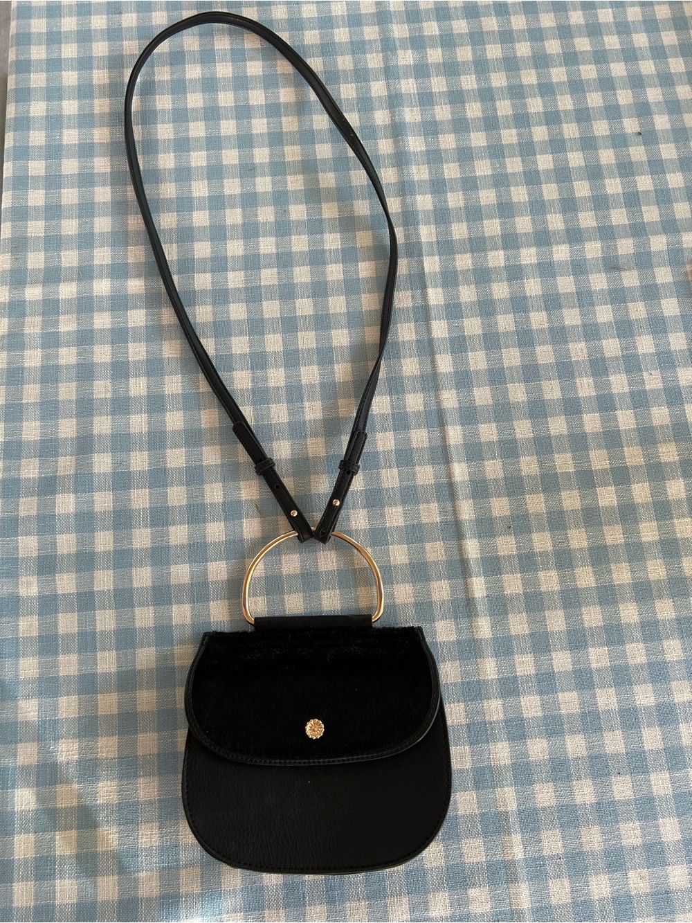 LC Lauren Conrad Black Mini Crossbody with Gold Ring Accent